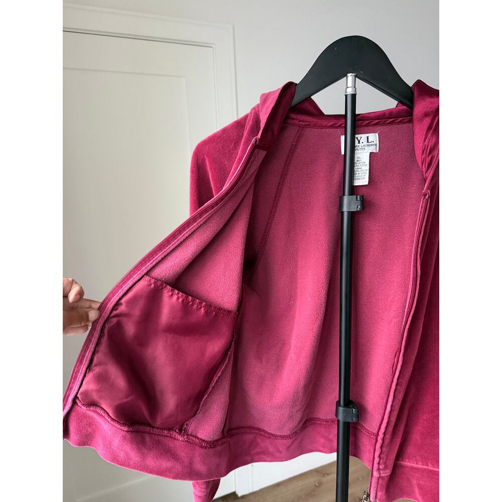 Y2K N.Y.L. New York Laundry Pink Velour Zip Up Hoodie Petite - Picture 6 of 7